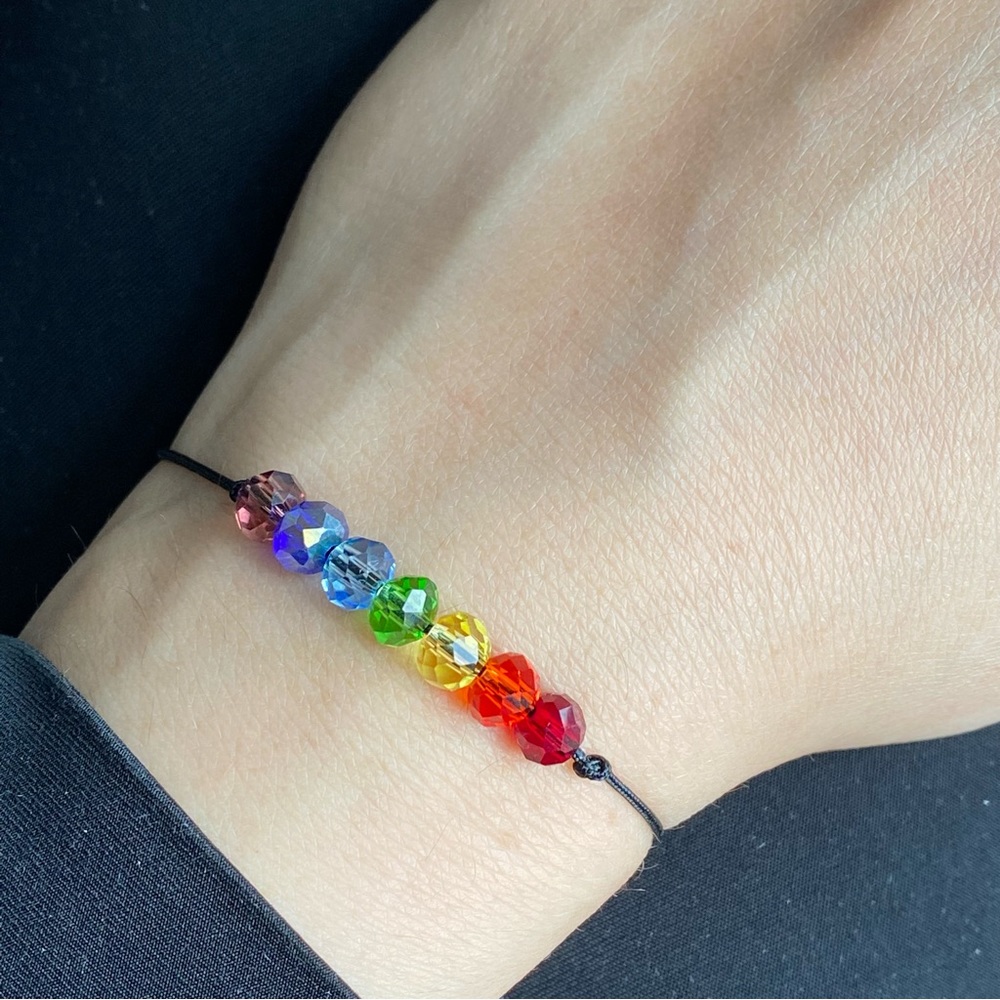 Chakra Bracelet Swarovski Crystal Adjustable Beaded bracelet Unisex rainbow